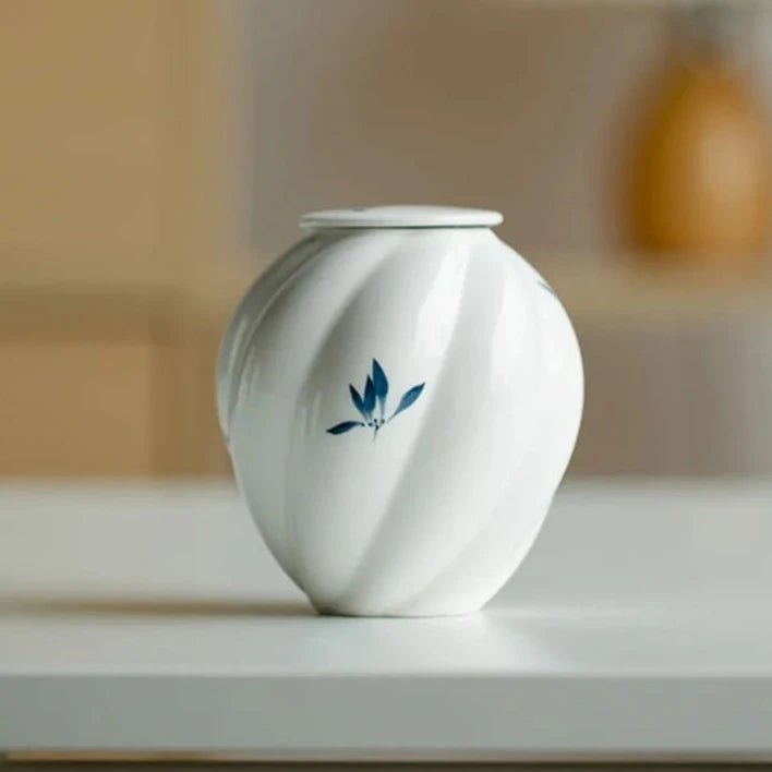 Pure Handpainted Butterfly Orchid Ceramic Tea Leaf Jar Chinese Style Sealed Storage Pot Household Small Moisture - proof Tea Caddy - China Tea Store