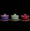 Purple Gaiwan For Tea Tureen With Lid Green Stripe Teaware Kung Fu Tea Ceremony Set Coffee Cups Tea Bowls Chinese Chawan - China Tea Store