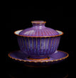 Purple Gaiwan For Tea Tureen With Lid Green Stripe Teaware Kung Fu Tea Ceremony Set Coffee Cups Tea Bowls Chinese Chawan - China Tea Store