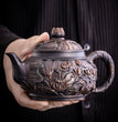 Purple Pottery Teapot Hand Carving Ceramic Drink Pot Kettle Pot Kung Fu Tea Set Pure Teapot Teapot for Tea Puer Tea - China Tea Store