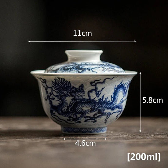 Retro Antique Blue and White Underglaze Color Dragon Gaiwan Chinese Kungfu Tea Making Bowl Tea House Household Bowl - China Tea Store