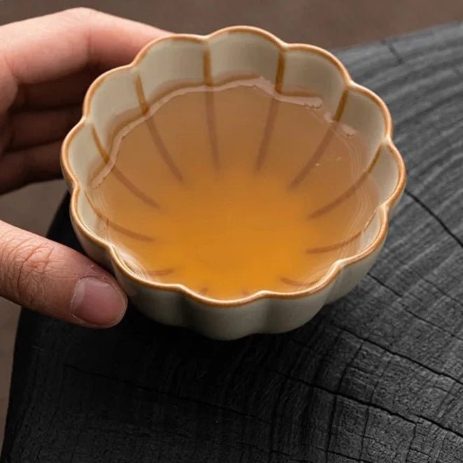 Retro Ru Kiln Porcelain Teacup Creative Opening Tea Bowl Beautiful Petal Tea Cup Smelling Cup Master Cups Tableware Decoration - China Tea Store