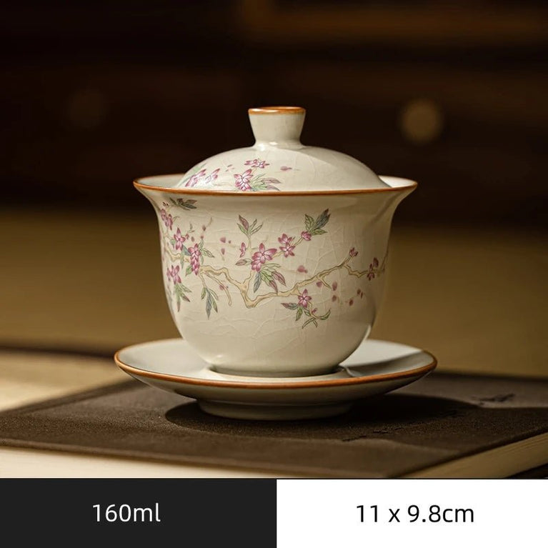 Retro Ru Kiln Tea Tureen Ceramic Sancai Cover Bowl Tea Maker Gaiwan Can Raise Kung Fu Teaware - China Tea Store