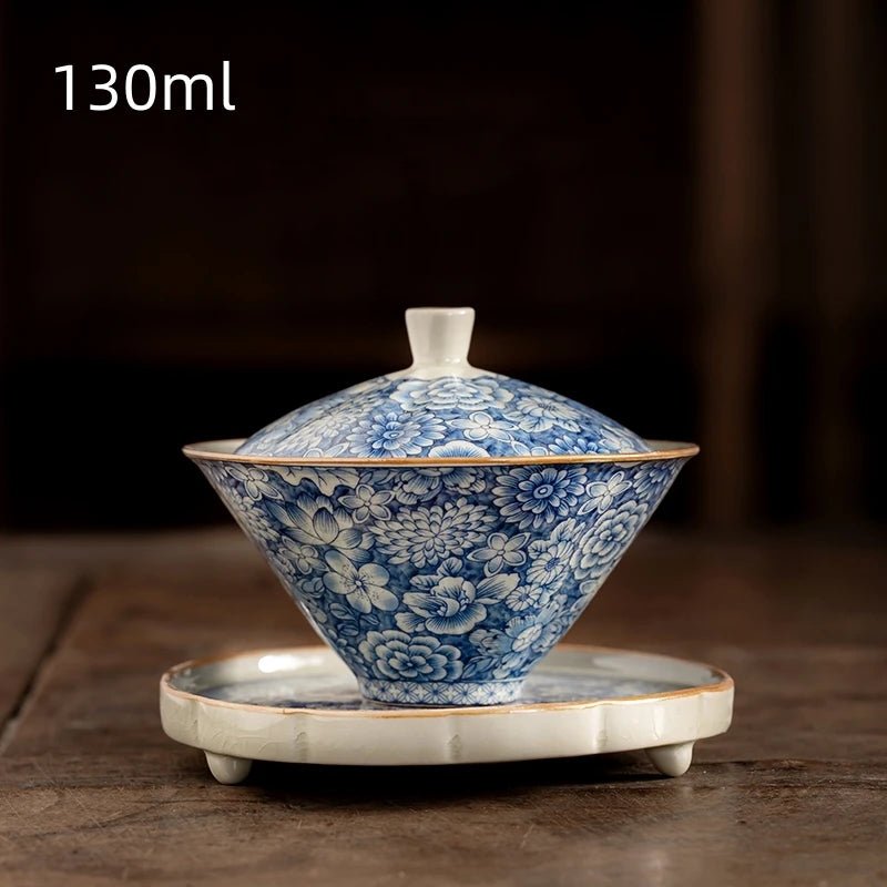 Retro Ru Kiln Tea Tureen Ceramic Sancai Cover Bowl Tea Maker Gaiwan Can Raise Kung Fu Teaware - China Tea Store