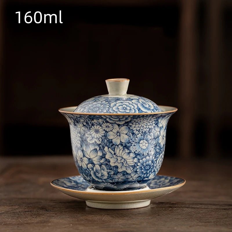 Retro Ru Kiln Tea Tureen Ceramic Sancai Cover Bowl Tea Maker Gaiwan Can Raise Kung Fu Teaware - China Tea Store