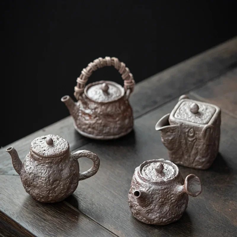 Rock Mine Handmade Teapot Household Single Pot Chinese Crude Pottery With Filter Kung Fu Tea Set Wood Burning Antique Tea Set - China Tea Store