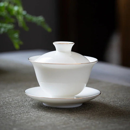 Suet Jade White Porcelain Gaiwan Teacup Handmade Ceramic Tea Tureen Home Teaware Drinkware Travel Cup Chinese Tea Ceremony - China Tea Store