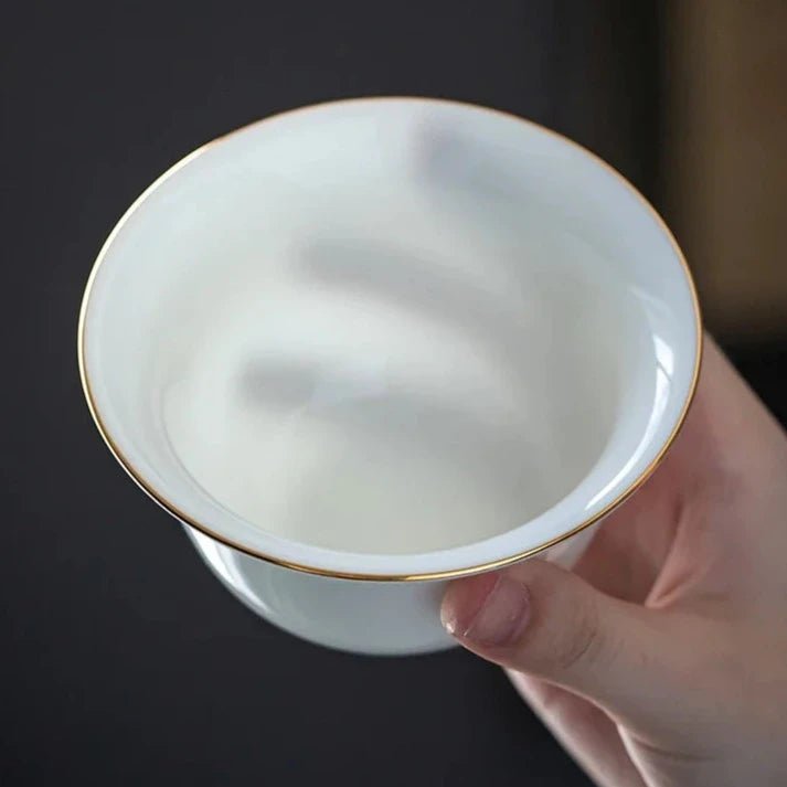 Suet Jade White Porcelain Gaiwan Teacup Handmade Ceramic Tea Tureen Home Teaware Drinkware Travel Cup Chinese Tea Ceremony - China Tea Store