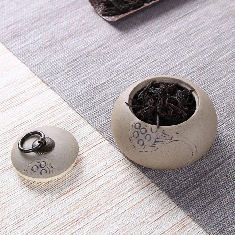 Tea Caddy Ceramic Purple Clay Stoneware Big and Small Tea Sealed Pot Pu'er Tea Storage Box Tea Table Decoration Accessories - China Tea Store