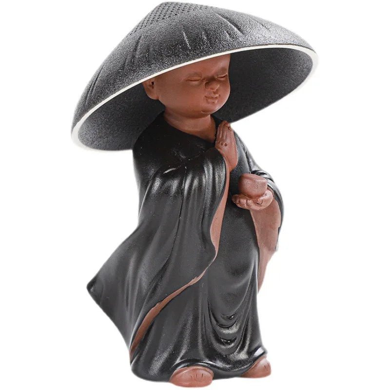 Tea Pet Little Monk Statue With Strainer Filter Hat Tea Set Accessories Kung Fu Ceramic Figurines Teapet Zen Ceremony Figure - China Tea Store