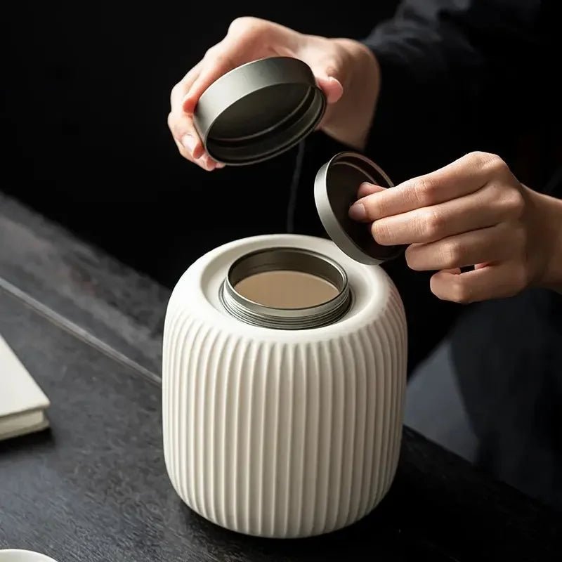 Tea Pot Ceramic Portable Sealed Cans Blackwood Lid Loose Tea Storage Tea Caddy Tea Jar Tea Organizer Tea Tin Tea Canister - China Tea Store