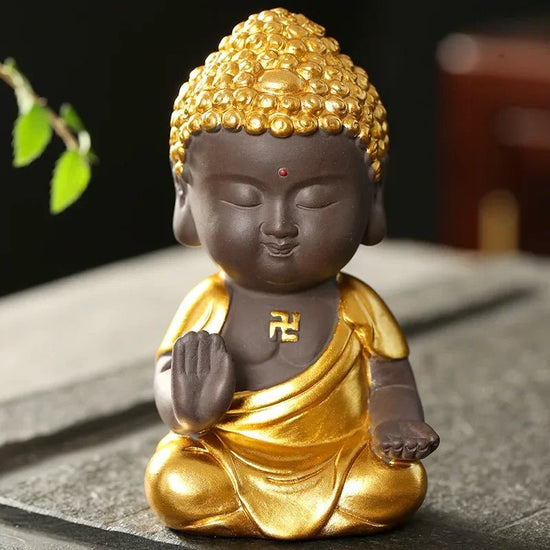 Teapet purple clay Buddha tea pet Car mounted accessories Tea room decorations Golden Buddha Zen tea accessories Home decor - China Tea Store