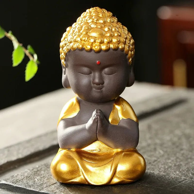 Teapet purple clay Buddha tea pet Car mounted accessories Tea room decorations Golden Buddha Zen tea accessories Home decor - China Tea Store