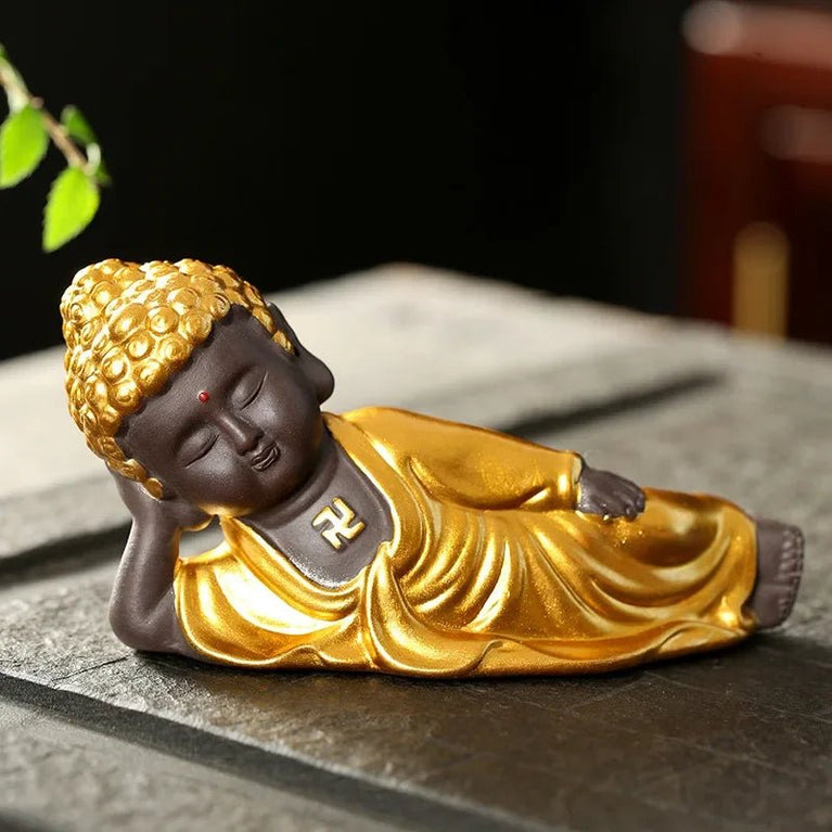 Teapet purple clay Buddha tea pet Car mounted accessories Tea room decorations Golden Buddha Zen tea accessories Home decor - China Tea Store