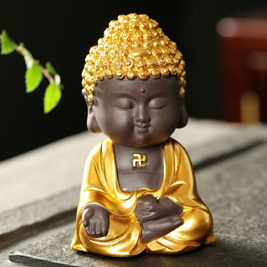 Teapet purple clay Buddha tea pet Car mounted accessories Tea room decorations Golden Buddha Zen tea accessories Home decor - China Tea Store