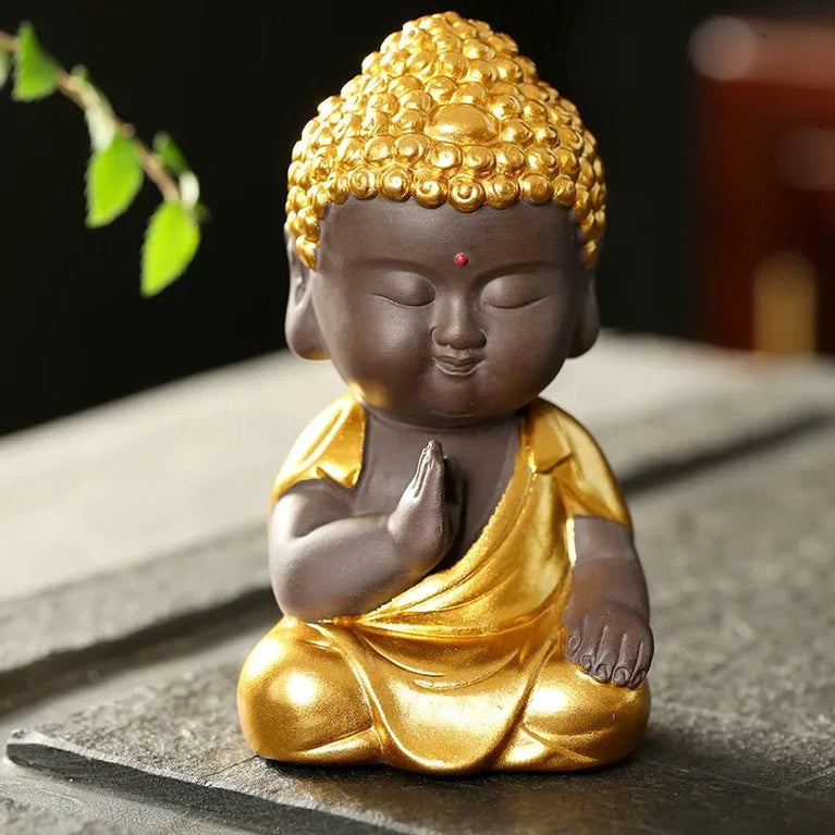 Teapet purple clay Buddha tea pet Car mounted accessories Tea room decorations Golden Buddha Zen tea accessories Home decor - China Tea Store