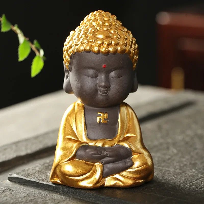 Teapet purple clay Buddha tea pet Car mounted accessories Tea room decorations Golden Buddha Zen tea accessories Home decor - China Tea Store