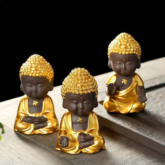 Teapet purple clay Buddha tea pet Car mounted accessories Tea room decorations Golden Buddha Zen tea accessories Home decor - China Tea Store