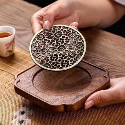 Traditional Walnut Tea Tray Teapot Teacup Solid Wood Tray Mat Office Coffee Cup Trays Home Tea Ceremony Accessories - China Tea Store