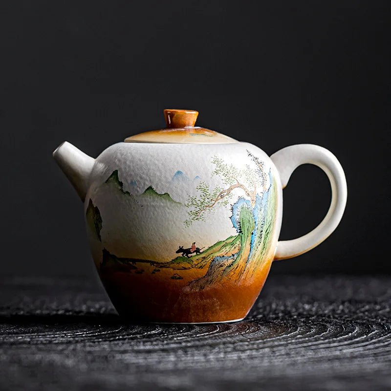 Vintage Tea Pot Single Pot Household Ceramic Landscape Tea Separator Simple Tea Making Kung Fu Tea Set Teeware Teware Mug Teapot - China Tea Store