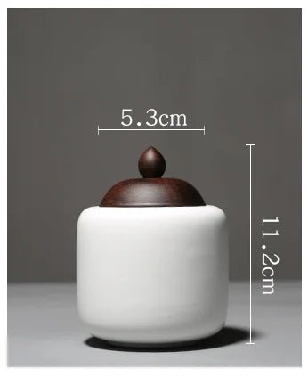 White Ceramic Tea Caddy Wood Cover Storage Tank Sealed Tank Tea Box Tea Organizer Storage Box Tea Container Candy Jar Tea Can - China Tea Store