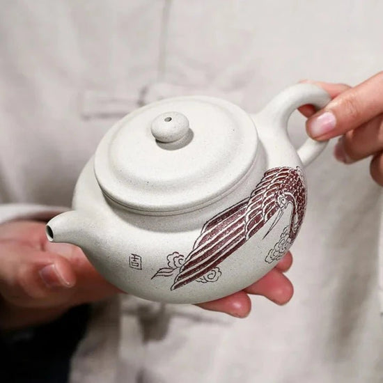 White Crane Purple Clay Antique Teapot Beauty Kettle Yixing High - end Handmade Tea Pot Chinese Tea Ceremony Gift Collection 250ml - China Tea Store