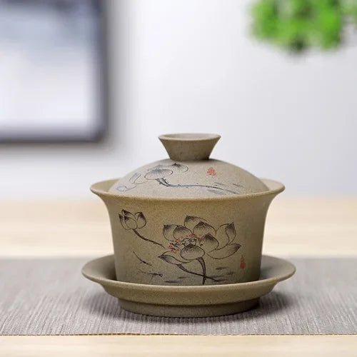 WSHYUFEI Jingdezhen ceramic Gaiwan bowl Chinese style Stoneware retro tea set Handmade Bubble tea bowl Travel Tea cup 150ml - China Tea Store