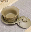 WSHYUFEI Jingdezhen ceramic Gaiwan bowl Chinese style Stoneware retro tea set Handmade Bubble tea bowl Travel Tea cup 150ml - China Tea Store