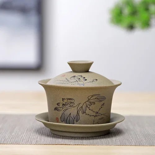 WSHYUFEI Jingdezhen ceramic Gaiwan bowl Chinese style Stoneware retro tea set Handmade Bubble tea bowl Travel Tea cup 150ml - China Tea Store