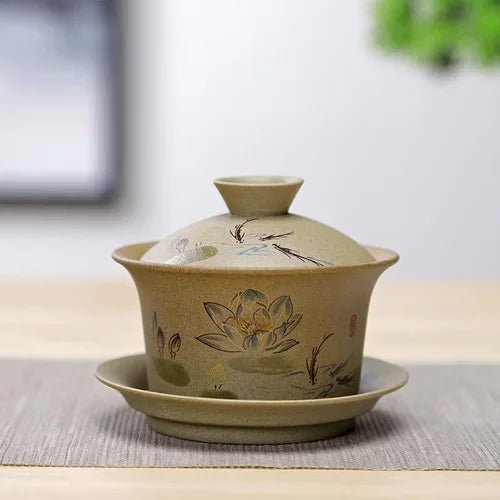 WSHYUFEI Jingdezhen ceramic Gaiwan bowl Chinese style Stoneware retro tea set Handmade Bubble tea bowl Travel Tea cup 150ml - China Tea Store