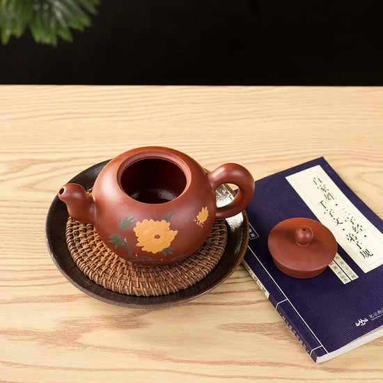 Yixing Hand - made Mud Teapot Quality 300ML Kung Fu Zisha Clay Tea Pot Peony Sculpture Hand Crafted Raw Ore Teaware Puer Oolong - China Tea Store