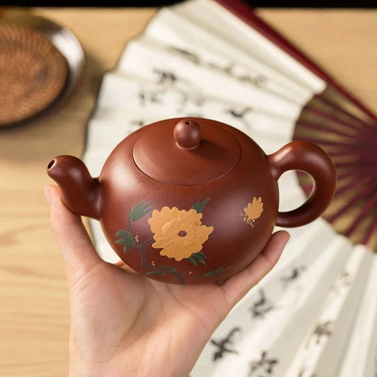 Yixing Hand - made Mud Teapot Quality 300ML Kung Fu Zisha Clay Tea Pot Peony Sculpture Hand Crafted Raw Ore Teaware Puer Oolong - China Tea Store