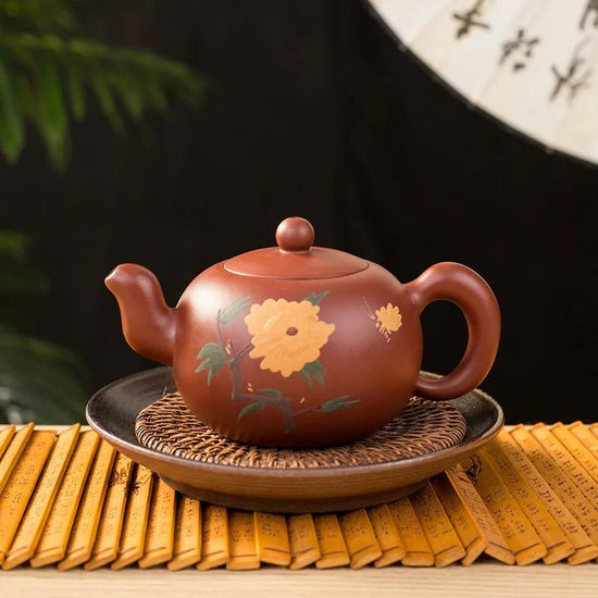 Yixing Hand - made Mud Teapot Quality 300ML Kung Fu Zisha Clay Tea Pot Peony Sculpture Hand Crafted Raw Ore Teaware Puer Oolong - China Tea Store