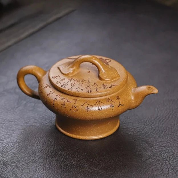 Yixing handmade purple clay teapot, original ore, gold gradient, gold luck, kung fu tea set, Chinese teapot 210ml - China Tea Store