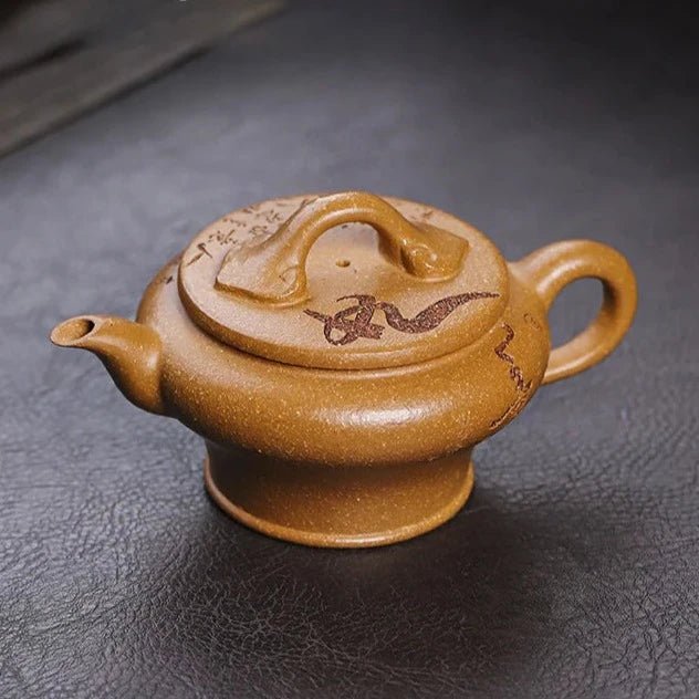 Yixing handmade purple clay teapot, original ore, gold gradient, gold luck, kung fu tea set, Chinese teapot 210ml - China Tea Store