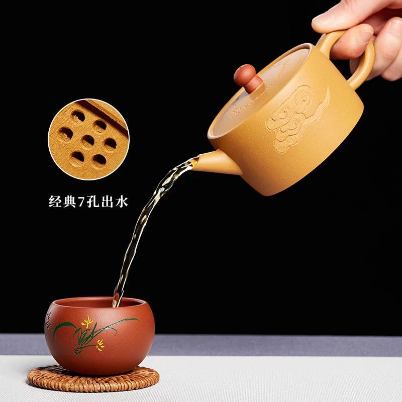 |Yixing pure manual gulp recommended by original ore gold mud suit teapot kung fu tea set - China Tea Store