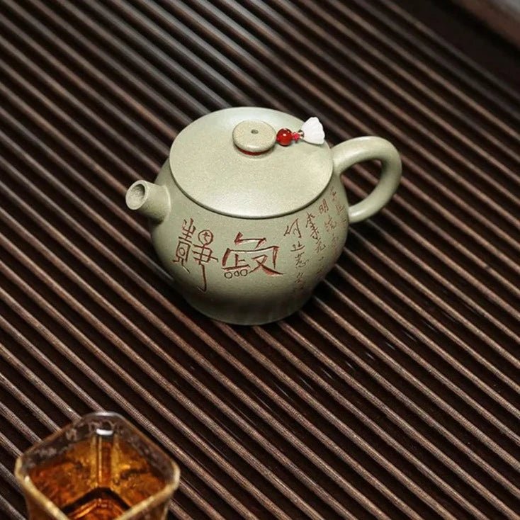 Yixing Purple Clay Pot Handmade teapot Raw Bean Green Sand Pot Handcarved patterns Kung Fu tea set Gift ceramic tea pot 150ml - China Tea Store