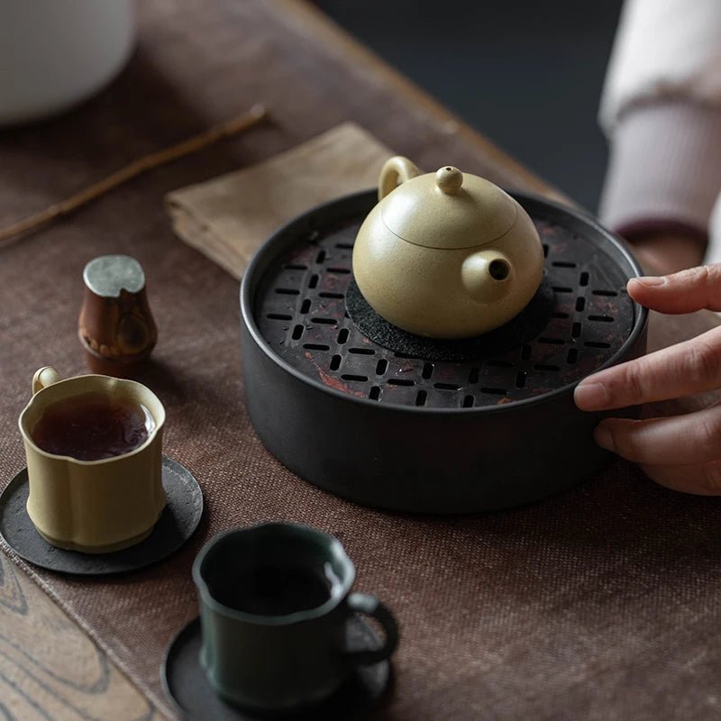 Yixing Purple Clay Pot Tea Set, Benshan Green Mud, Xu Yuefeng, Pure Handmade, Fully Small Xishi Pot, Capacity - China Tea Store