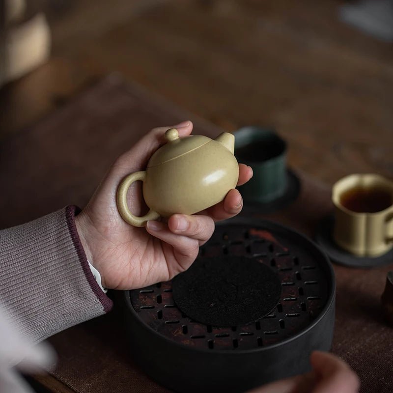 Yixing Purple Clay Pot Tea Set, Benshan Green Mud, Xu Yuefeng, Pure Handmade, Fully Small Xishi Pot, Capacity - China Tea Store