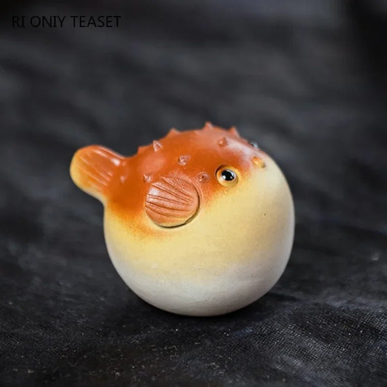 Yixing Purple Clay Tea Pet Handmade Pufferfish Statue Ornaments Animal Tea Figurine Sculpture Crafts Chinese Tea Set Decors Art - China Tea Store