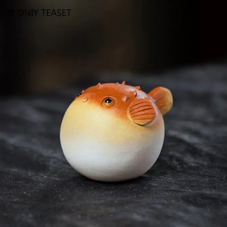 Yixing Purple Clay Tea Pet Handmade Pufferfish Statue Ornaments Animal Tea Figurine Sculpture Crafts Chinese Tea Set Decors Art - China Tea Store