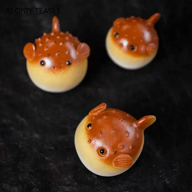 Yixing Purple Clay Tea Pet Handmade Pufferfish Statue Ornaments Animal Tea Figurine Sculpture Crafts Chinese Tea Set Decors Art - China Tea Store