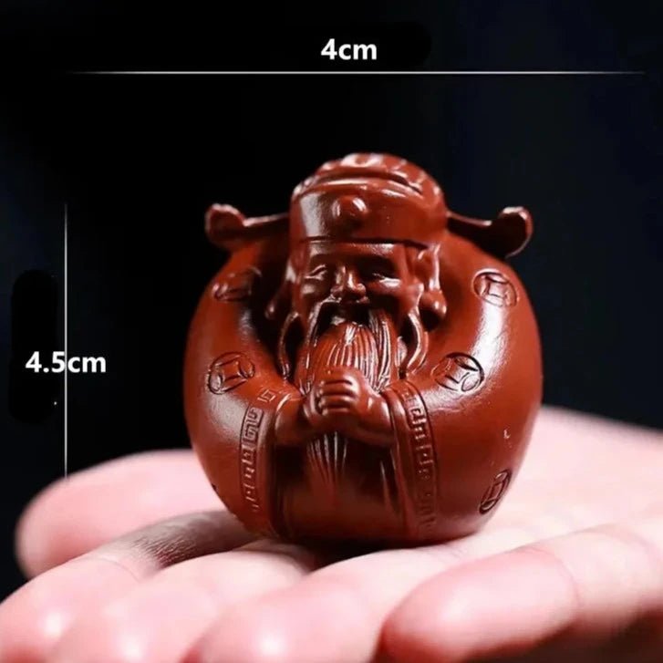 Yixing Purple Clay Tea Pet Small God of Wealth Figure Sculpture Decoration Chinese Tea Table Ornaments Desktop Feng Shui Arts - China Tea Store