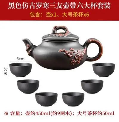 Yixing - Purple Clay Teapot and Teacup Set, Large Capacity, Clay Plum Blossom Pot, Kungfu Tea Set - China Tea Store