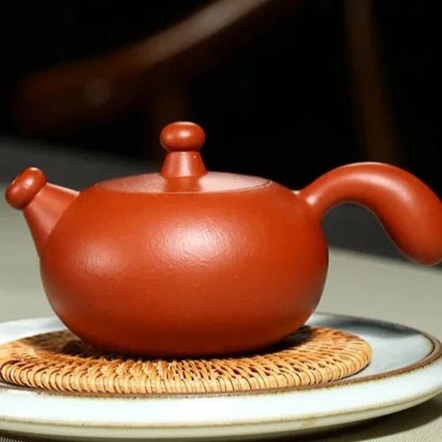 Yixing purple clay teapot handmade raw ore cinnabar coarse sand Taoist red teapot 270cc diamond teapot 9 hole gift - China Tea Store