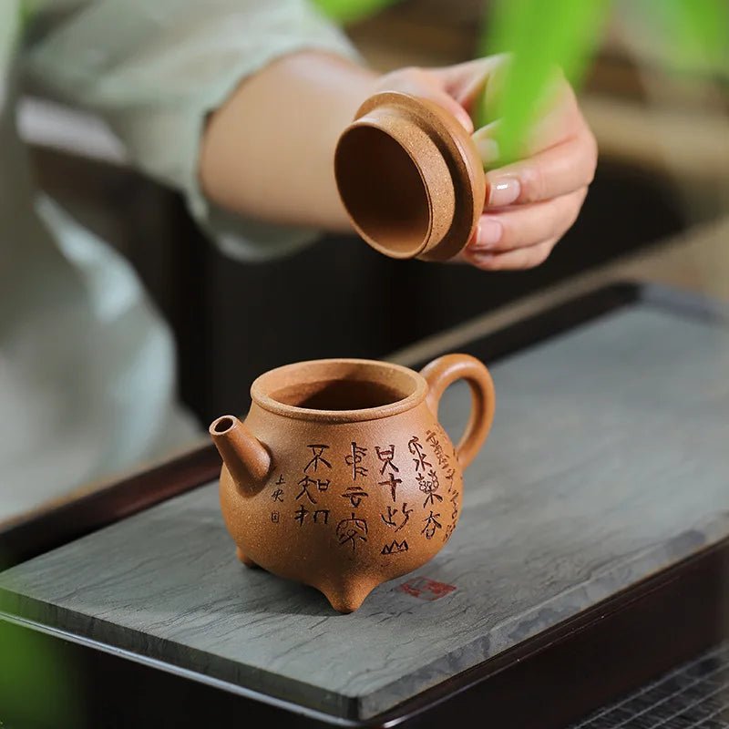 Yixing Purple Sand Handmade Tea Pot Raw Mine, Slope Lowering Mud, Three legged Milk Cauldron, Kung Fu Tea Set - China Tea Store