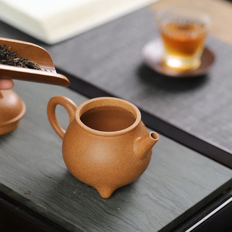 Yixing Purple Sand Handmade Tea Pot Raw Mine, Slope Lowering Mud, Three legged Milk Cauldron, Kung Fu Tea Set - China Tea Store