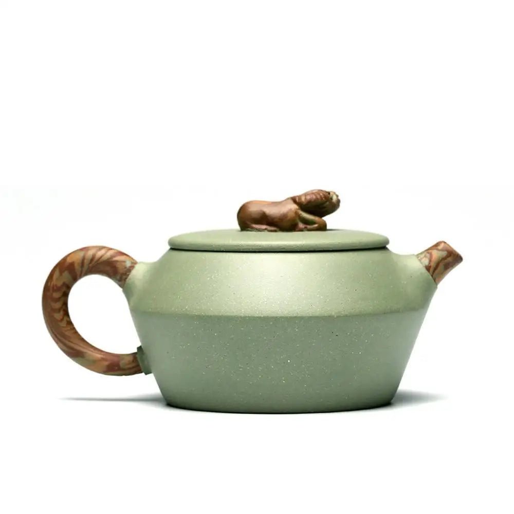 Yixing purple sand pot pure handmade authentic bean green sand twisted mud combined bucket teapot high - end household tea set - China Tea Store