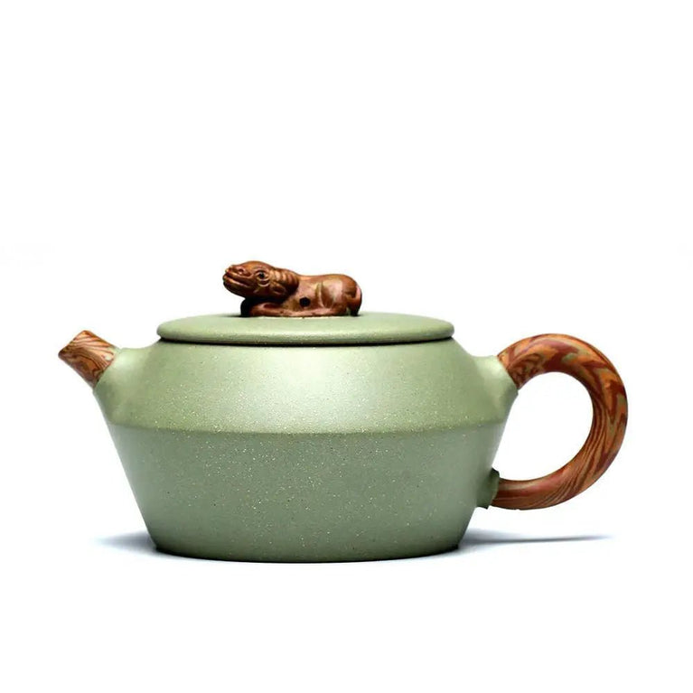 Yixing purple sand pot pure handmade authentic bean green sand twisted mud combined bucket teapot high - end household tea set - China Tea Store