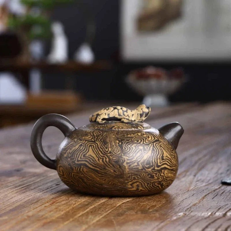 Yixing wood grain purple sand Pot pure handmade kung fu tea set Xishi Pot home outdoor travel bubble teapot - China Tea Store